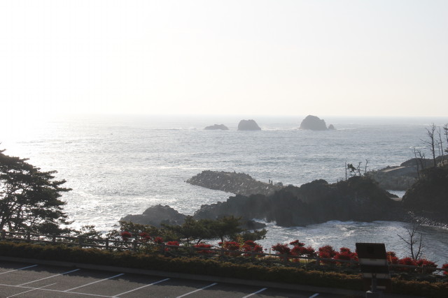 名勝　神割崎の駐車場から見る風景