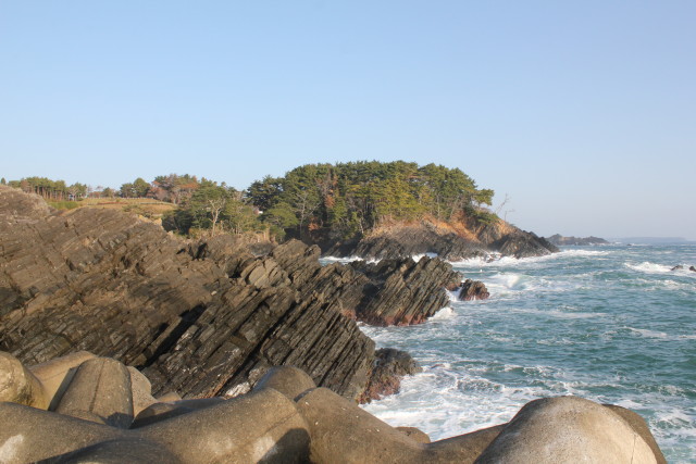 漁港から見る磯