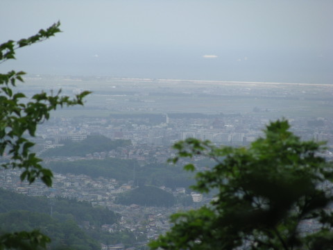 太白山頂上から見る仙台市の海側風景