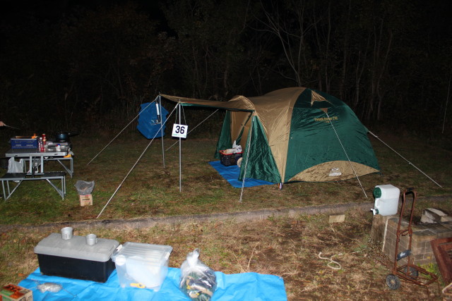 キャンプ道具の設営が完了