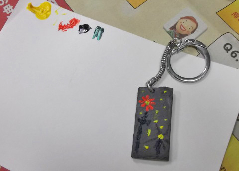 雄勝硯石で作ったキーホルダー