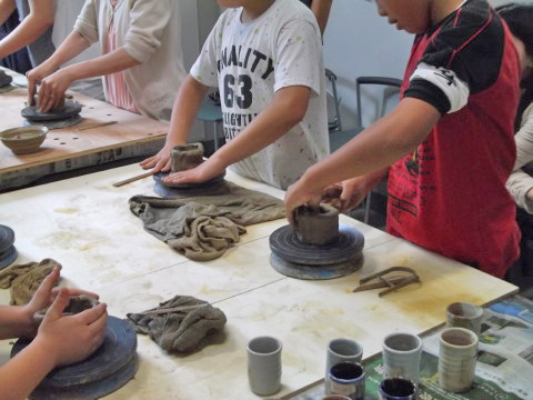 陶器作りに息子が挑戦！