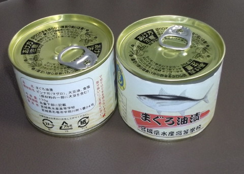 宮城水産高校で作った「まぐろ油漬」の缶詰
