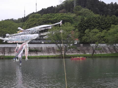 広瀬川で遊ぼう2015でカヌーを楽しむ人々